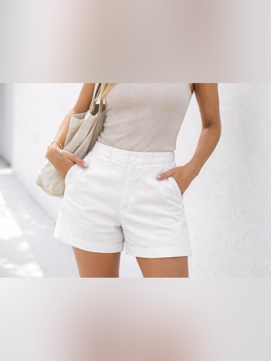 SPANX Pants - Spanx Stretch Twill Shorts Womens L White Pull On Tummy Control 5 Inch Inseam